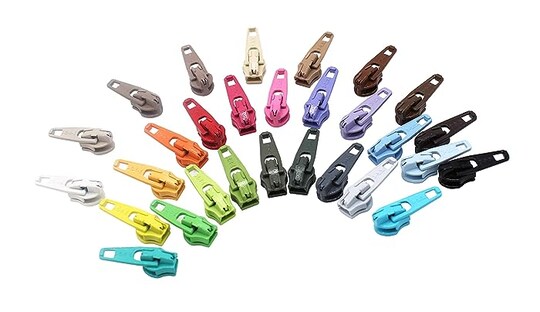Zipperstop Zipper Repair Kit Solution #3 Coil YKK Brand Slider use in Sewing or Jewelry-Choice, Mix (30pc Brights and Neutrals)
